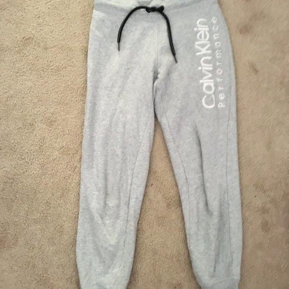 Light Grey with White Calvin Klein Performance Sweat pants Joggers - Picture 3 of 3